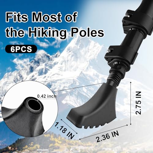 6 Pcs Replacement Cane Tips - Anti-Slip Hiking Pole Shoes