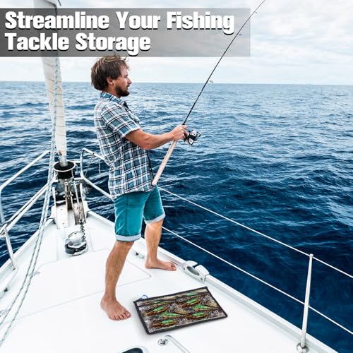 2 Pcs Water-Resistant Fishing Tackle Storage Bags - Medium 9" x 14.2"