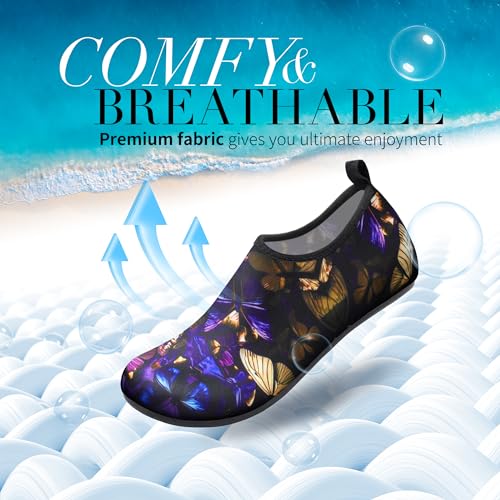 Quick-Dry Aqua Socks Water Shoes for Men & Women - Purple Butterfly
