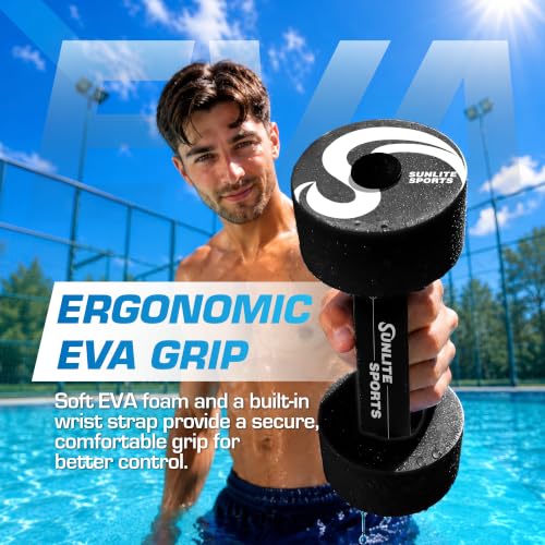 X-Large Black Water Dumbbells for Pool Exercise - Sunlite Sports