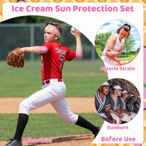 Ice Cream Headbands & Arm Sleeves Set - Pink, White, Blue
