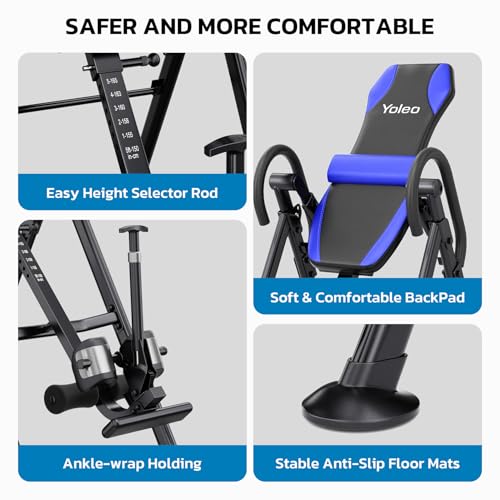 Inversion Table for Back Pain Relief - Grayish Blue, Lumbar Support