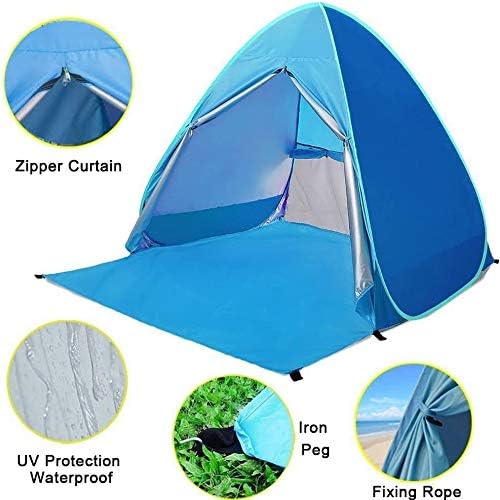 Skiennix Pop Up Beach Tent - UPF 50+ Sun Shelter for 2-3 People | Ideal for Camping, Fishing, and Picnics (Blue)