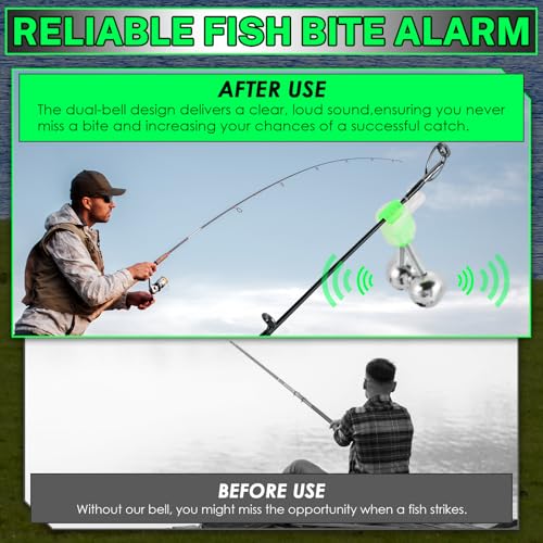 20PCS Fishing Rod Bells - Dual-Bell Bite Alerts for Night Fishing