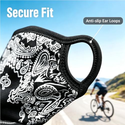 Balaclava Ski Mask - Quick-Dry Neck Gaiter, Large Paisley-Black