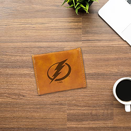 Durable Brown Tri-Fold Wallet with NHL Team Logo - Tampa Bay Lightning