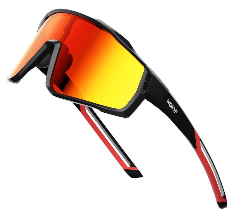 WGKVP Polarized Sports Sunglasses for Men and Women, UV403 Protection, Running and Cycling glasses (Black Red)