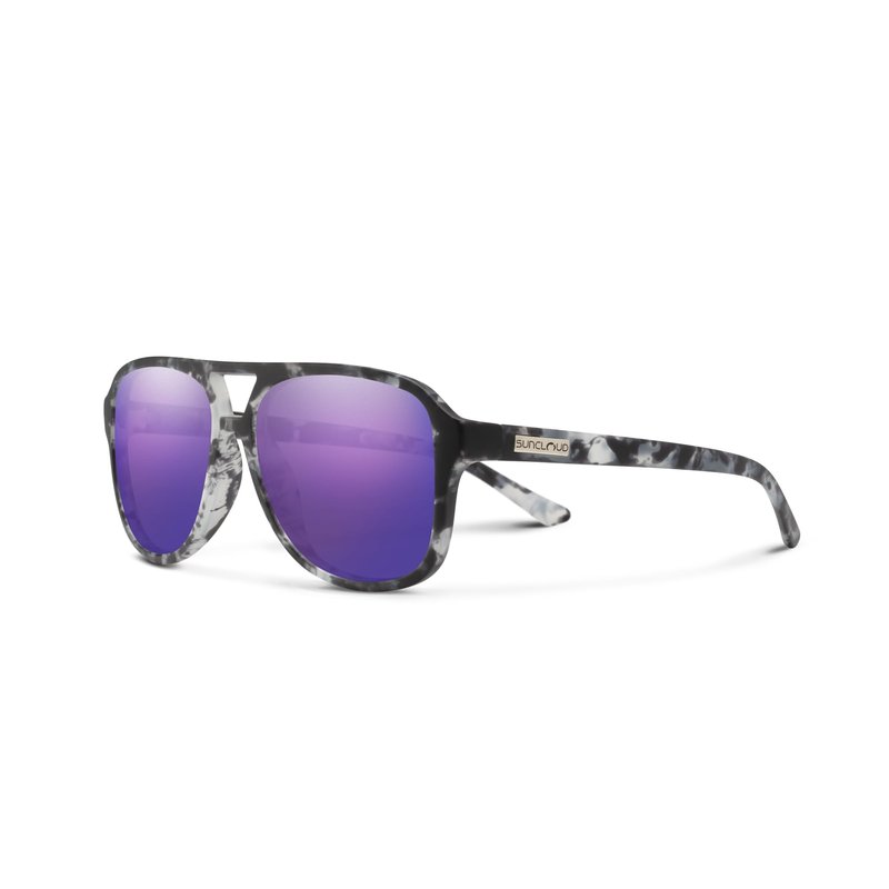 Suncloud Sandy Polarized Sunglasses – 100% UV Protection – Comfortable Fit, Trendy Design – for Men & Women – Matte Ice Tortoise + Polarized Purple Mirror Lenses