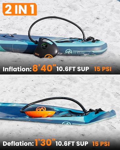 Electric Paddle Board Pump - 88.8Wh Rechargeable SUP Inflator with Auto-Off & Digital Display
