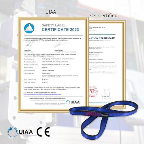 16mm Climbing Sling - 23kN UIAA Certified, 24" Blue Utility Cord