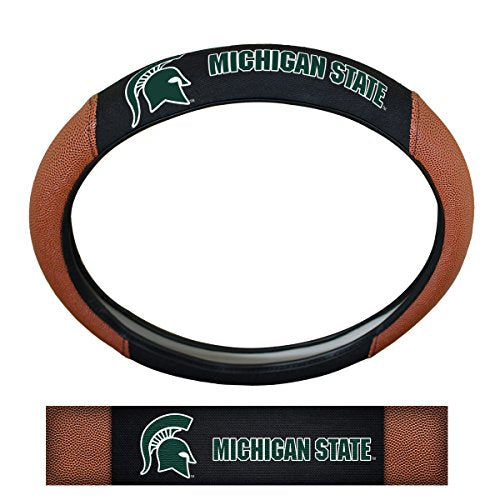 NCAA Steering Wheel Cover - Michigan State Spartans - 15" Diameter - Black/Brown