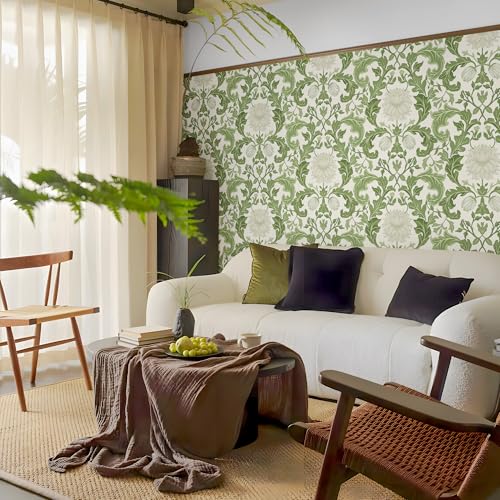 Peel and Stick Wallpaper for Home Decoration Kitchen Botanical Crest Wallpaper Removable Vinyl Self Adhesive Shelf Paper & Drawer Liner Roll House, Workshop & Office 17.3" x 118" SM-120-3