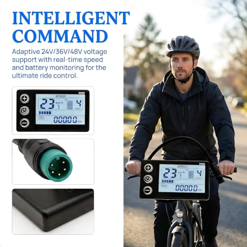 E-Bike LCD Display with Waterproof 5-Pin Connector - 24V/36V/48V