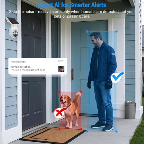 Orbitell 1080p WiFi Outdoor Security Camera with Solar Panel, Battery Powered, AI Motion Detection, Night Vision, Two Way Audio, IP65, Cloud Storage, Human Detection, 2.4GHz Wi-Fi, Pan Tilt Control