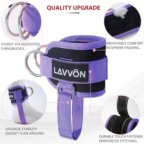 Adjustable Padded Ankle Straps for Cable Machines - Purple