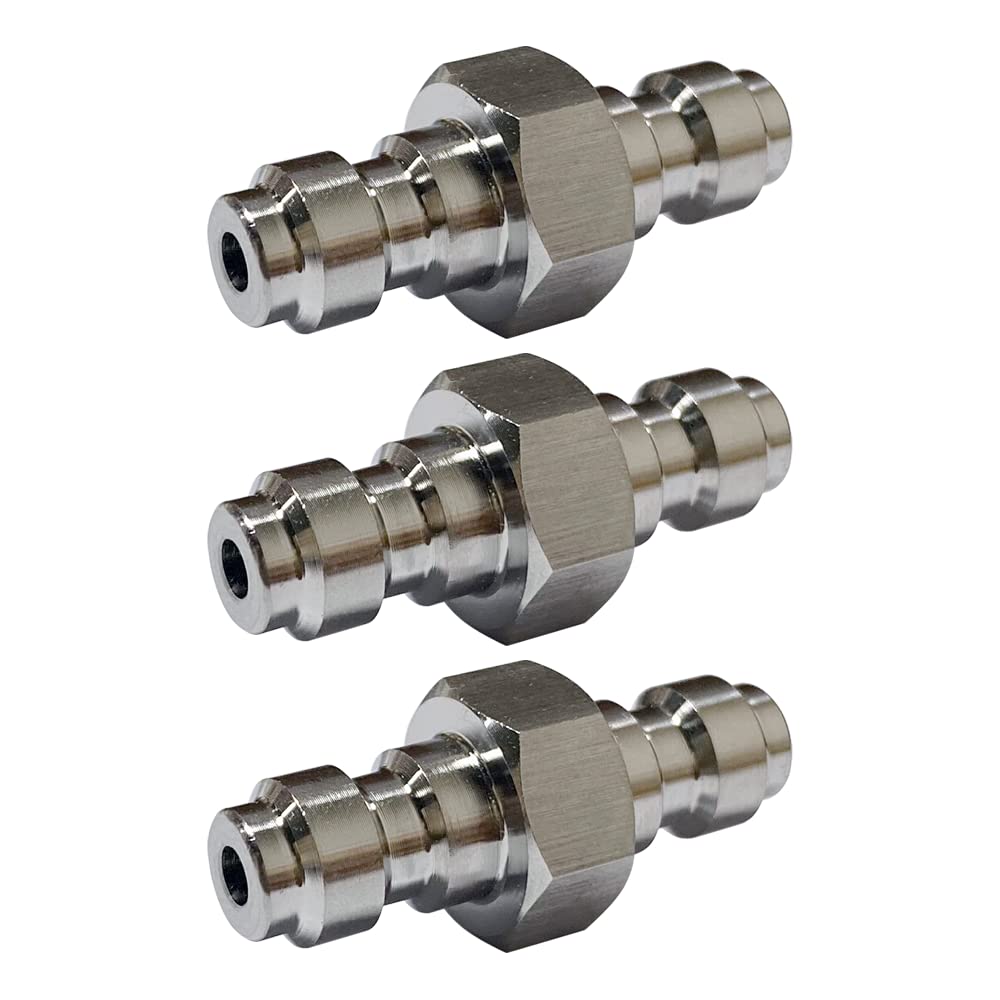 HMKUGO 3PCS Double Male Quick-Disconnect Coupling Adapter, Stainless Steel Air Fill Station Tool Fittings, Universal Double Male Fill Nipple for PCP Foster Paintball Airsoft Air Gun Tool