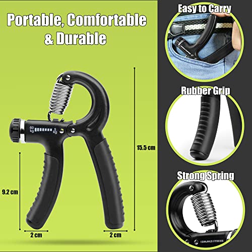 Adjustable Grip Strengthener - 5-60 kg Hand Exerciser - Black