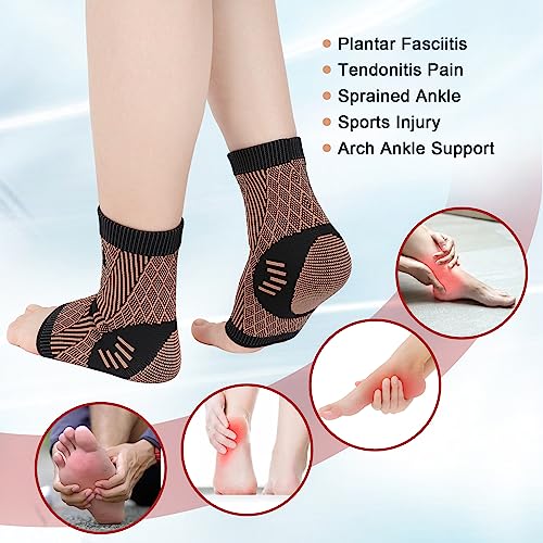 Copper-Infused Ankle Brace Compression Socks - Large