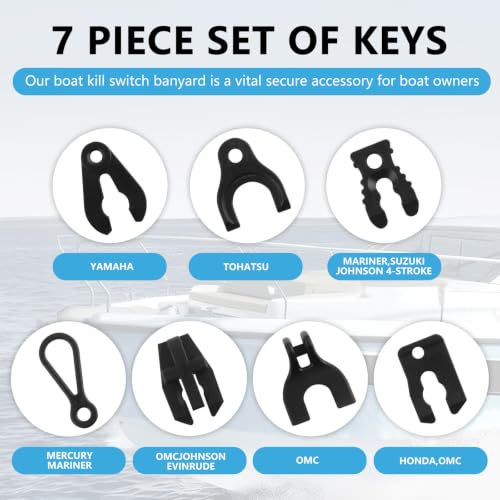 Universal Boat Kill Switch Lanyard with 7 Keys - Stretchable & Portable