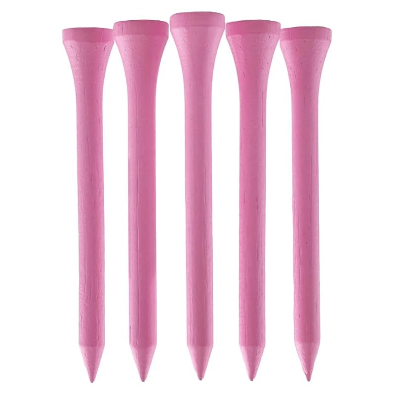 70mm Durable Bamboo Golf Tees - 50 Pack - Light Pink