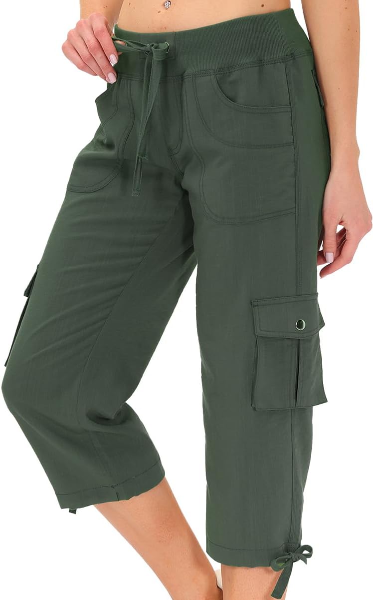 MoFiz Women's Capri Pants - Lightweight Casual Capris with Pockets for Hiking | Loose Fit & Stylish