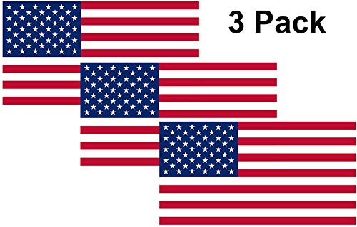 USA Flag Car Decals - 3 Pack Vinyl Bumper Stickers
