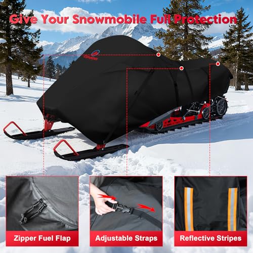 Premium Snowmobile Cover 130 Inch - Waterproof Heavy Duty Protection