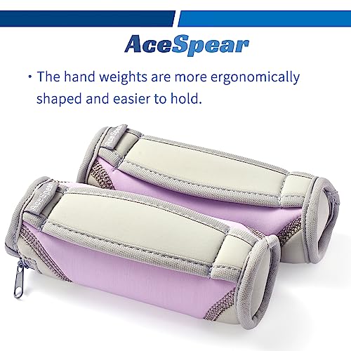 AceSpear Purple 1lb Hand Weights Pair for Women Men - Soft, Detachable Dumbbells