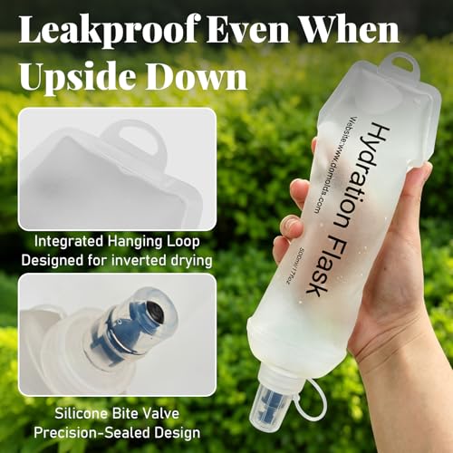 FABLENOVA 2 Pack 500ml Collapsible Water Bottles, Reusable Soft Hydration Flask