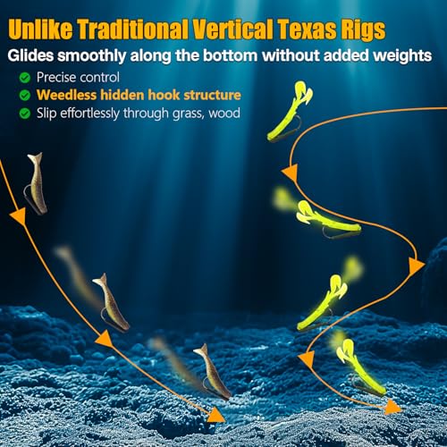 Eupheng Ozark Rig Jig Heads 3/16oz 15PCS Weedless Hover Rig Texas Hooks