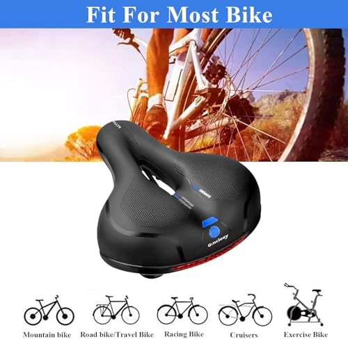 Comfort Bike Seat - Wide Memory Foam Cushion with Shock Absorption - A-blue