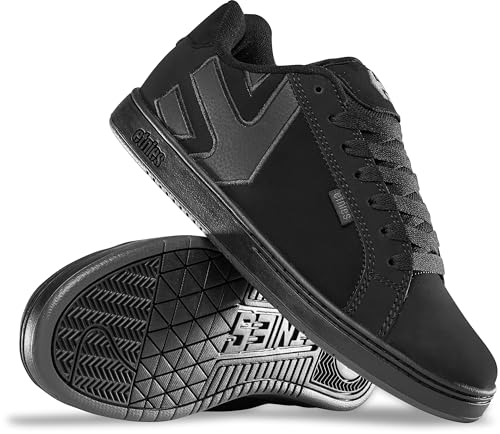 Classic Skate Sneakers - Etnies Fader Black Raw with Cushioned Fit