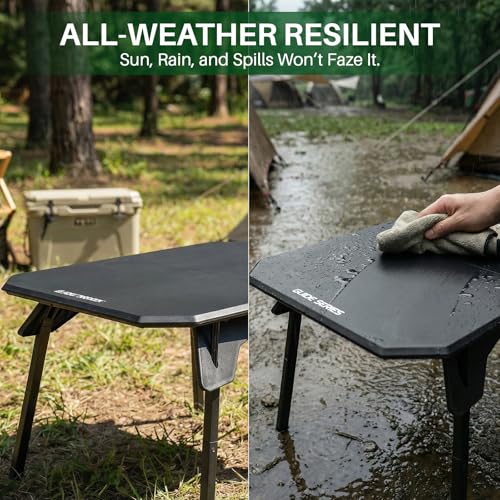 TOPCHANCES Black Ultralight Folding Camping Table with Carrying Bag