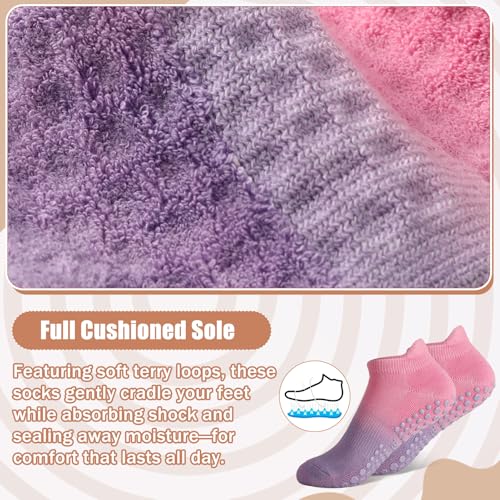 Ombre Non-Slip Pilates Grip Socks for Women - 4 Pairs