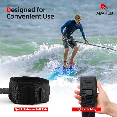 10 ft Coiled SUP Leash - Durable Anti-Slip Paddle Board Strap - Black Lite