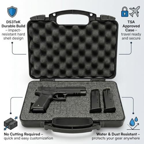 TSA Approved Hard Pistol Case with Pick and Pluck Foam - Black