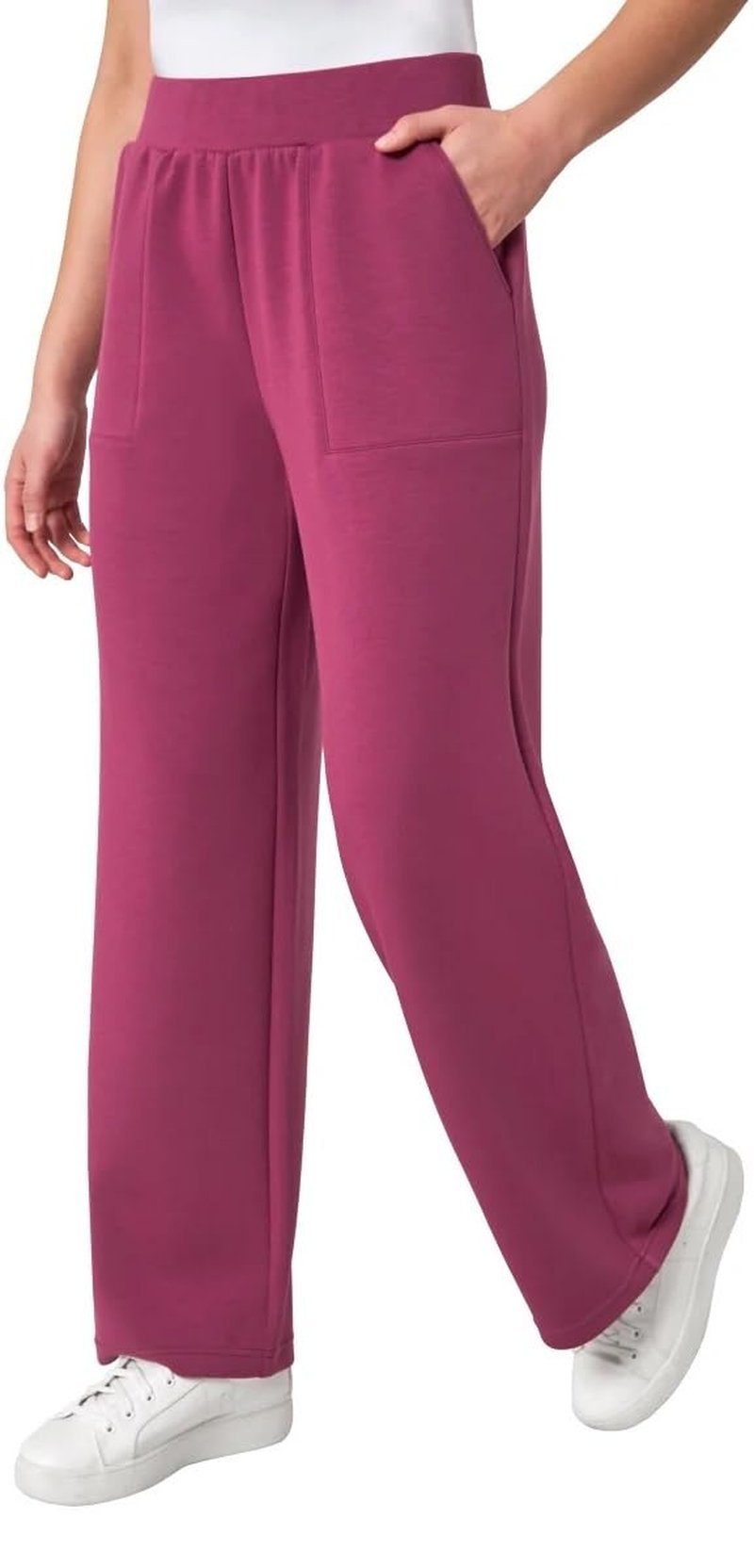 Mondetta Womens Heavyweight Wide Leg Pant (US, Alpha, Medium, Regular, Regular, Raspberry Coulis)