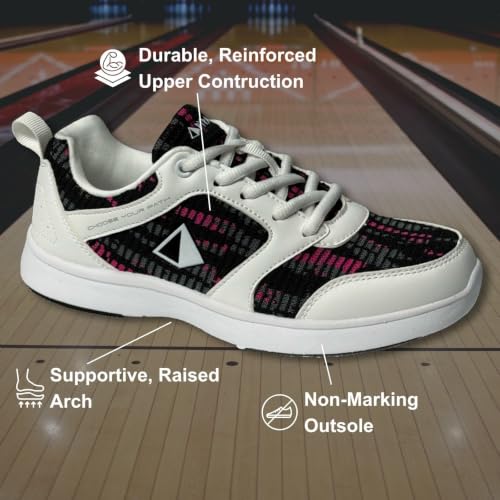 Pyramid Path Lite Hybrid Mesh Bowling Shoes for Women – White/Digital Hot Pink, Size 6