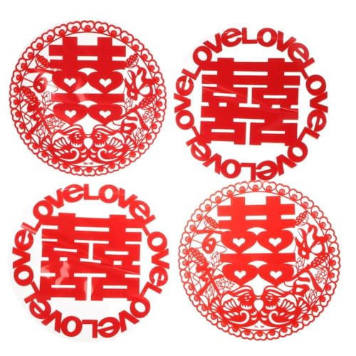 Chinese Traditional Wedding PVC Windows Stickers Peel and Paste Festival Decoration New House Layout Red Hi Words Paste Window