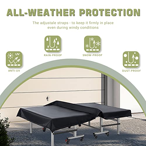 Waterproof Ping Pong Table Cover - Universal 9x5 FT - Black