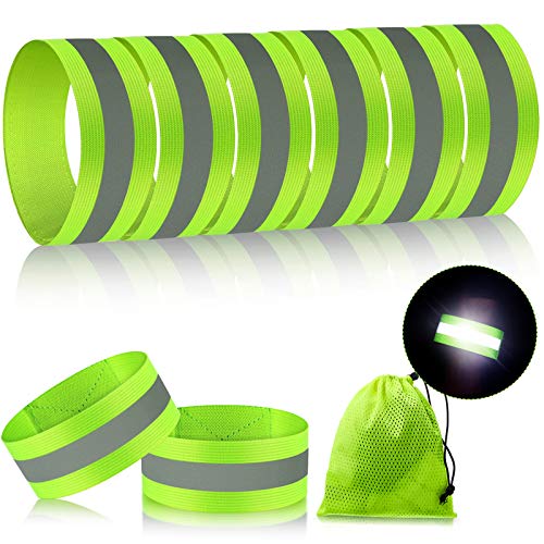 High Visibility Reflective Bands for Running - Green, 8 Pieces