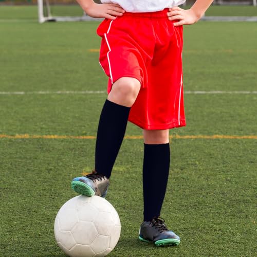 Kids Soccer Socks Leg Sleeves - 3 Pairs for Youth Boys & Girls - Black