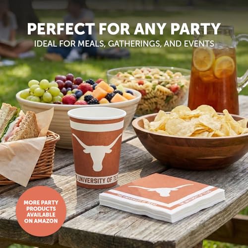 University of Texas Paper Cups - 20 Count, 9 oz Disposable Party Cups