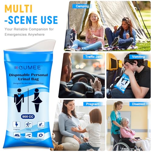 900ML Disposable Urine Bags - 10 Pack, Leak-Proof, Blue