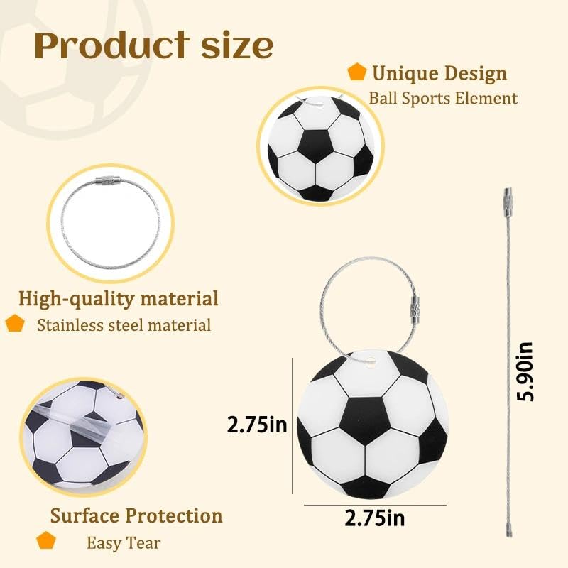 Soccer Luggage Tags - 2Pcs Acrylic Name Labels with Metal Ring