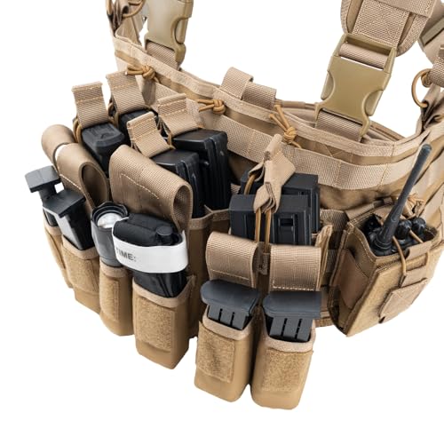 Modular Chest Rig with Removable Mag Pouches - Brown