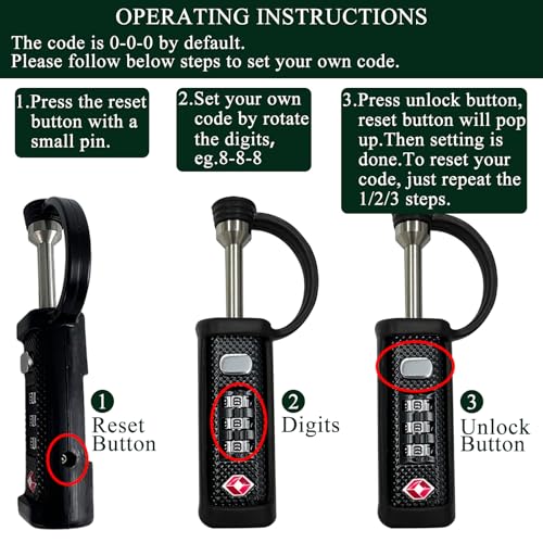 TSA-Approved Combo Padlock for Gun Cases - 2 Pack, Black