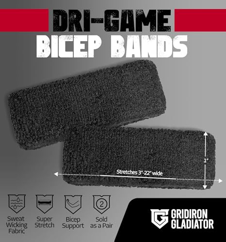 Athletic Bicep Sweat Bands - Moisture-Wicking Arm Bands for Football (Pair)