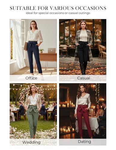GRACE KARIN Women’s High Waist Business Casual Work Pants Black Large