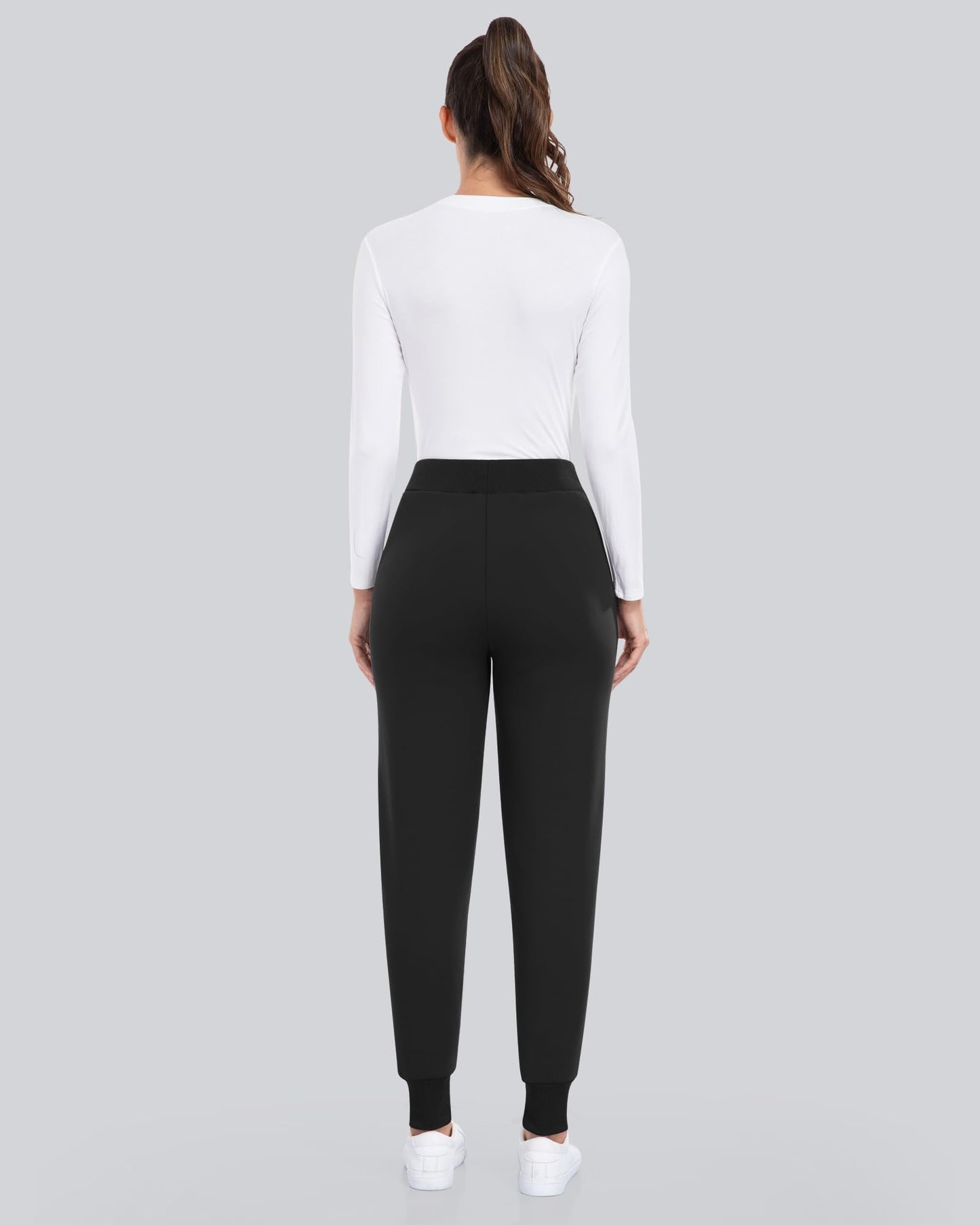 CHRLEISURE Fleece Lined Pants Women - Thermal Winter Warm Cold Weather Athletic Jogger Sweatpants with Pockets(Black,XL)